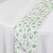 Dusty Sage Green Floral Polyester Table Runner in French Toile Pattern - 12x108inch