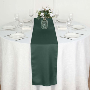 Polyester 12"x108" Table Runner Hunter Emerald Green - Durable & Wrinkle-Resistant Table Decor