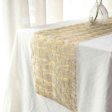 Polyester 12"x108" Table Runner Metallic Gold Disposable Non-Woven Fiber Roll - Stylish & Chic Table Decor