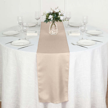 Polyester 12"x108" Table Runner Nude - Durable & Wrinkle-Resistant Table Decor