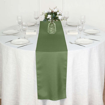 Polyester 12"x108" Table Runner Olive Green - Durable & Wrinkle-Resistant Table Decor