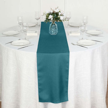 Polyester 12"x108" Table Runner Peacock Teal - Durable & Wrinkle-Resistant Table Decor