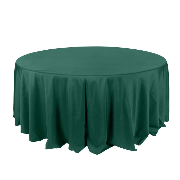 132Inch Hunter Emerald Green Seamless Polyester Round Tablecloth