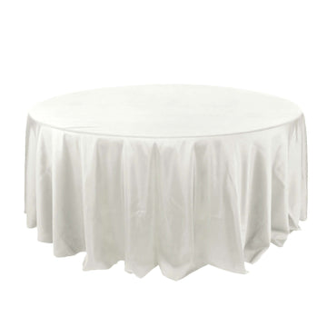 Polyester 132" Round Tablecloth Ivory - Seamless Chic Design Table Cover