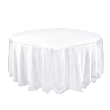 Polyester 132" Round Tablecloth White - Seamless Chic Design for Grand Celebrations