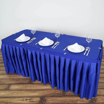 Polyester 14ft Table Skirt Royal Blue - Classic Pleated Design