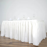 17ft Ivory Pleated Polyester Table Skirt, Banquet Folding Table Skirt