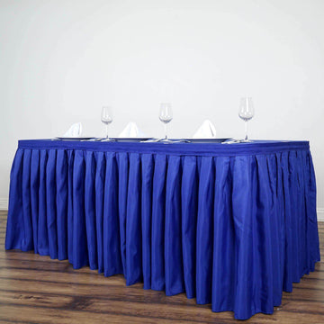 Polyester 17ft Table Skirt Royal Blue - Classic Pleated Design