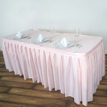 Polyester 21ft Table Skirt Blush - Classic Pleated Design