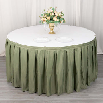 Polyester 21ft Table Skirt Dusty Sage Green - Classic Pleated Design