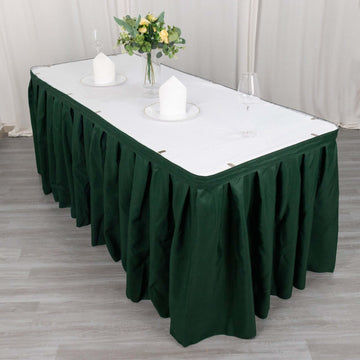 Polyester 21ft Table Skirt Hunter Emerald Green - Classic Pleated Design