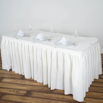 Polyester 21ft Table Skirt Ivory - Classic Pleated Design