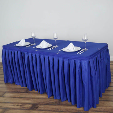 Polyester 21ft Table Skirt Royal Blue - Classic Pleated Design