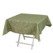 Dusty Sage Green Polyester Square Tablecloth With Gold Foil Tree Branch Pattern