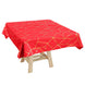 54"x54" Red Polyester Square Tablecloth With Gold Foil Geometric Pattern