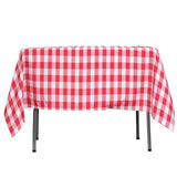 54"x54" White Red Buffalo Plaid Square Tablecloth, Checkered Gingham Polyester Tablecloth