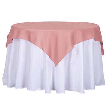 Polyester 54"x54" Table Overlay Square Tablecloth Dusty Rose - Wrinkle-Resistant & Durable Table Cover