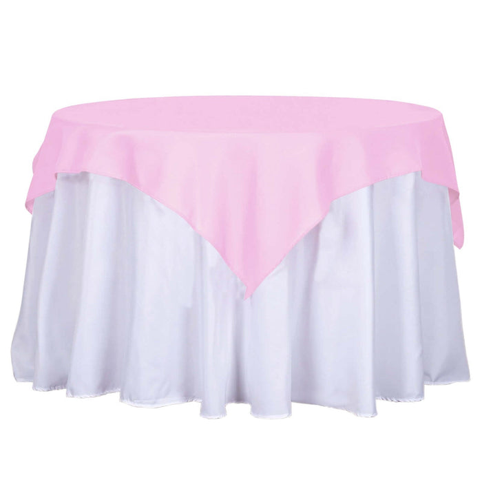 54"x54" Pink Square Polyester Table Overlay