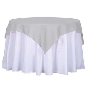 Polyester 54"x54" Table Overlay Square Tablecloth Silver - Wrinkle-Resistant & Durable Table Cover