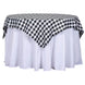 54"x54" White Black Buffalo Plaid Square Table Overlay, Checkered Gingham Polyester Table Overlay