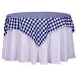 54"x54" White Navy Blue Buffalo Plaid Square Table Overlay, Checkered Gingham Polyester Table Overla