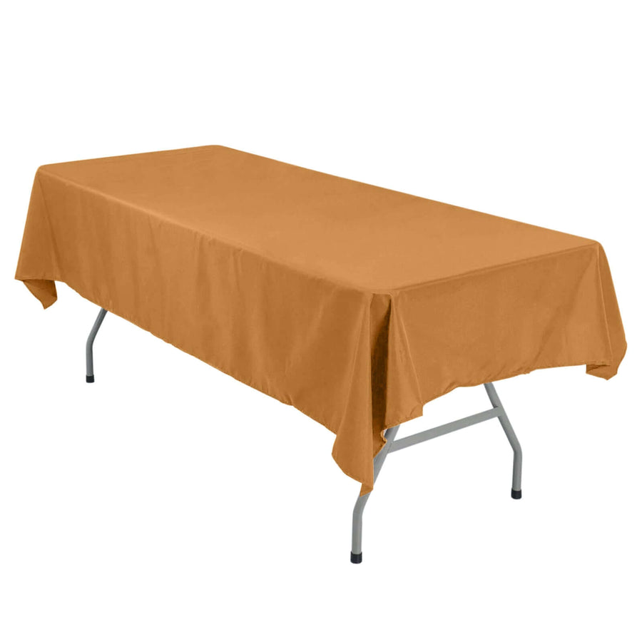 54"x96" Gold Polyester Linen Rectangle Tablecloth