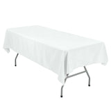 54"x96" White Polyester Linen Rectangle Tablecloth