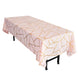 60"x102" Blush Rectangle Polyester Tablecloth With Gold Foil Geometric Pattern