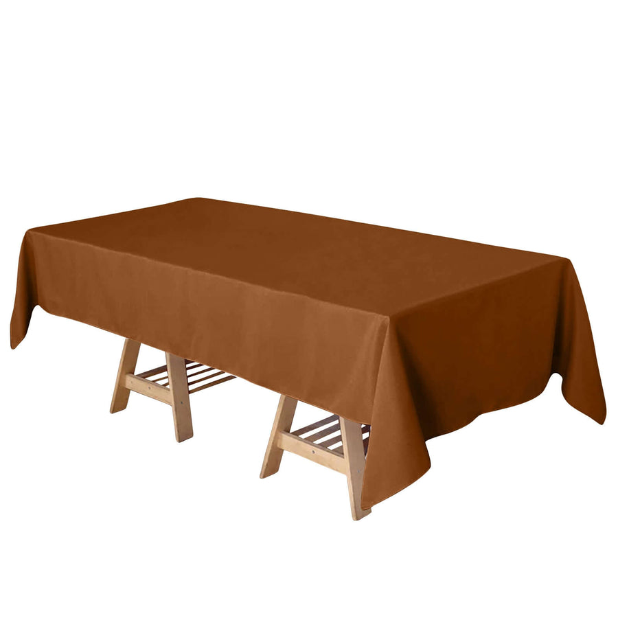 60"x102" Cinnamon Brown Polyester Rectangular Tablecloth