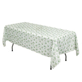 Dusty Sage Green Polyester Rectangular Tablecloth in French Toile Pattern