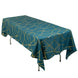 60"x102" Peacock Teal Rectangle Polyester Tablecloth With Gold Foil Geometric Pattern