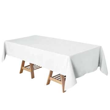 Polyester 60"x102" Rectangle Tablecloth White - Durable and Stylish Table Cover for Special Events