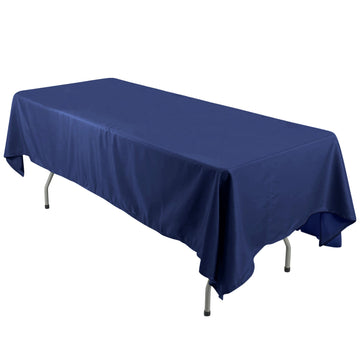 Polyester 60"x126" Rectangle Tablecloth Navy Blue - Wrinkle-Resistant Table Cover