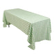 60"x126" White Sage Green Buffalo Plaid Rectangle Tablecloth, Checkered Polyester Tablecloth