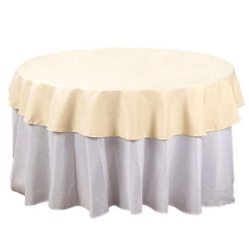 Polyester 70" Round Tablecloth Beige - Durable & Wrinkle-Resistant Table Cover