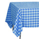 70"x70" White Blue Buffalo Plaid Square Tablecloth, Gingham Polyester Checkered Tablecloth