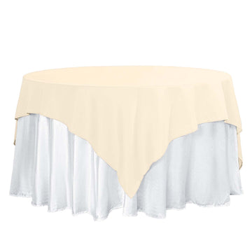 Polyester 70"x70" Table Overlay Square Tablecloth Beige - Wrinkle-Resistant & Durable Table Cover