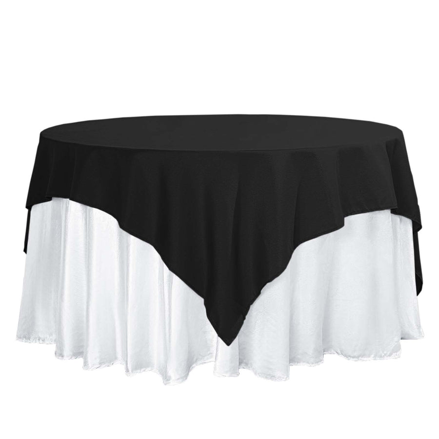 70"x70" Black Square Polyester Table Overlay