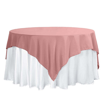 Polyester 70"x70" Table Overlay Square Tablecloth Dusty Rose - Wrinkle-Resistant & Durable Table Cover