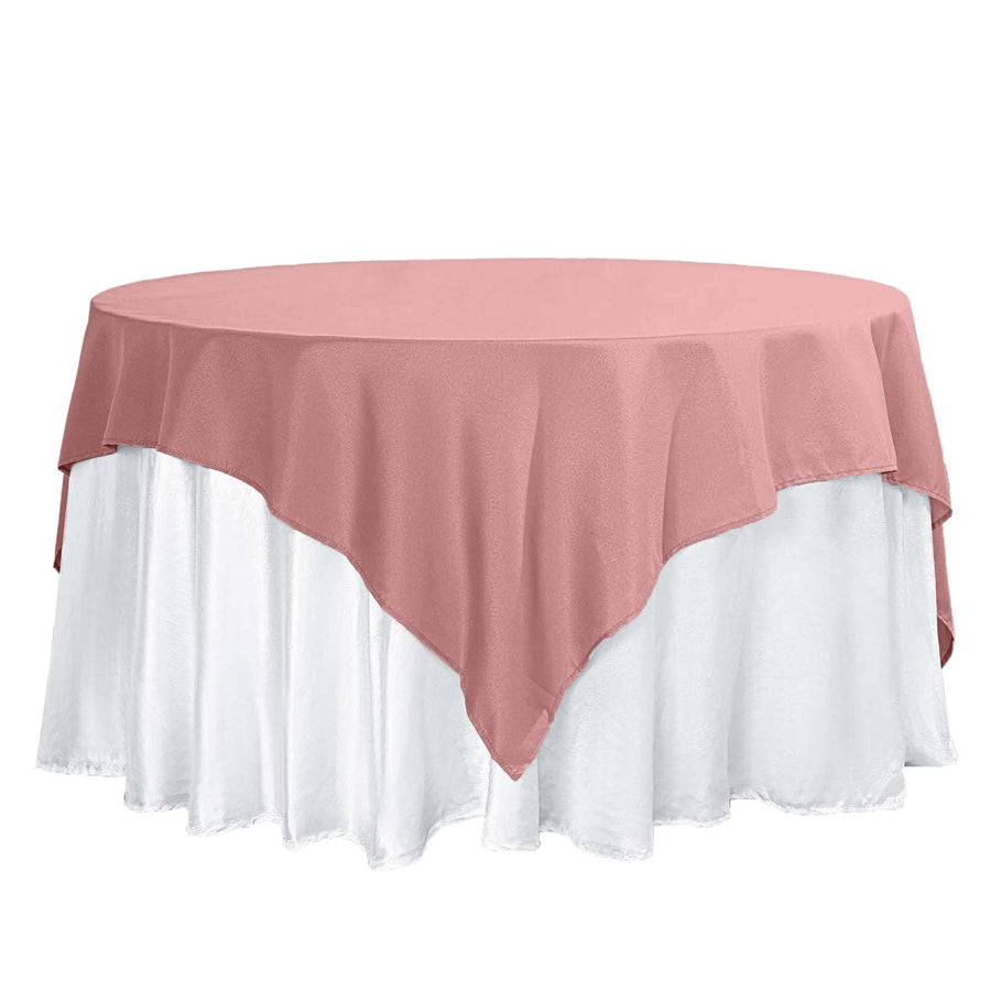 70"x70" Dusty Rose Square Polyester Table Overlay