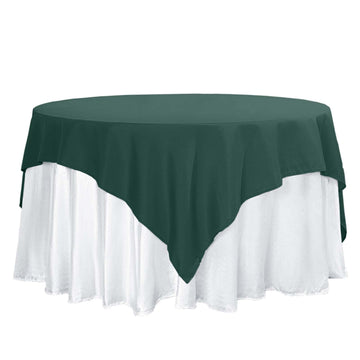 Polyester 70"x70" Table Overlay Square Tablecloth Hunter Emerald Green - Wrinkle-Resistant & Durable Table Cover