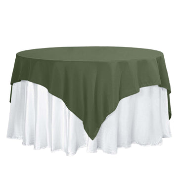 Polyester 70"x70" Table Overlay Square Tablecloth Olive Green - Wrinkle-Resistant & Durable Table Cover