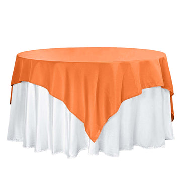 Polyester 70"x70" Table Overlay Square Tablecloth Orange - Wrinkle-Resistant & Durable Table Cover