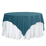 70"x70" Peacock Teal Polyester Square Table Overlay