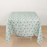 Dusty Sage Green Polyester Square Tablecloth in French Toile Pattern