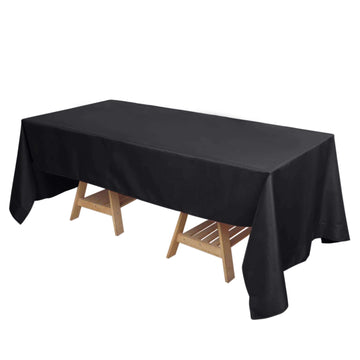 Polyester 72"x120" Rectangle Tablecloth Black - Durable and Stylish for Events