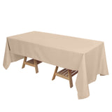 72"x120" Nude Polyester Rectangle Tablecloth, Reusable Linen Tablecloth