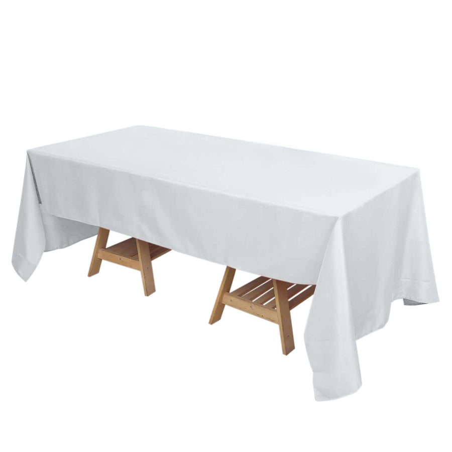 72"x120" Silver Polyester Rectangle Tablecloth, Reusable Linen Tablecloth