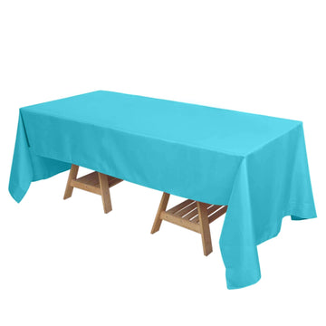 Polyester 72"x120" Rectangle Tablecloth Turquoise - Durable and Stylish Table Cover