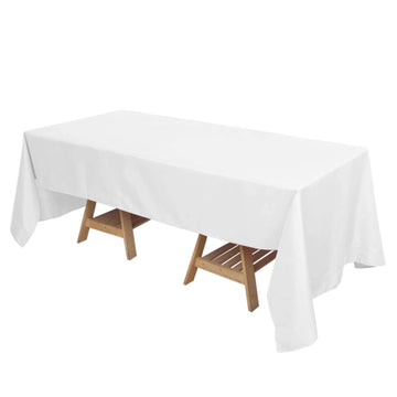 Polyester 72"x120" Rectangle Tablecloth White - Durable and Stylish Table Cover for Events